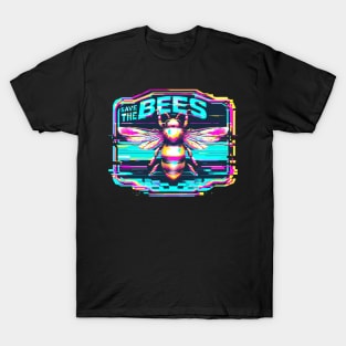 Psychedelic Save the bees glitch T-Shirt